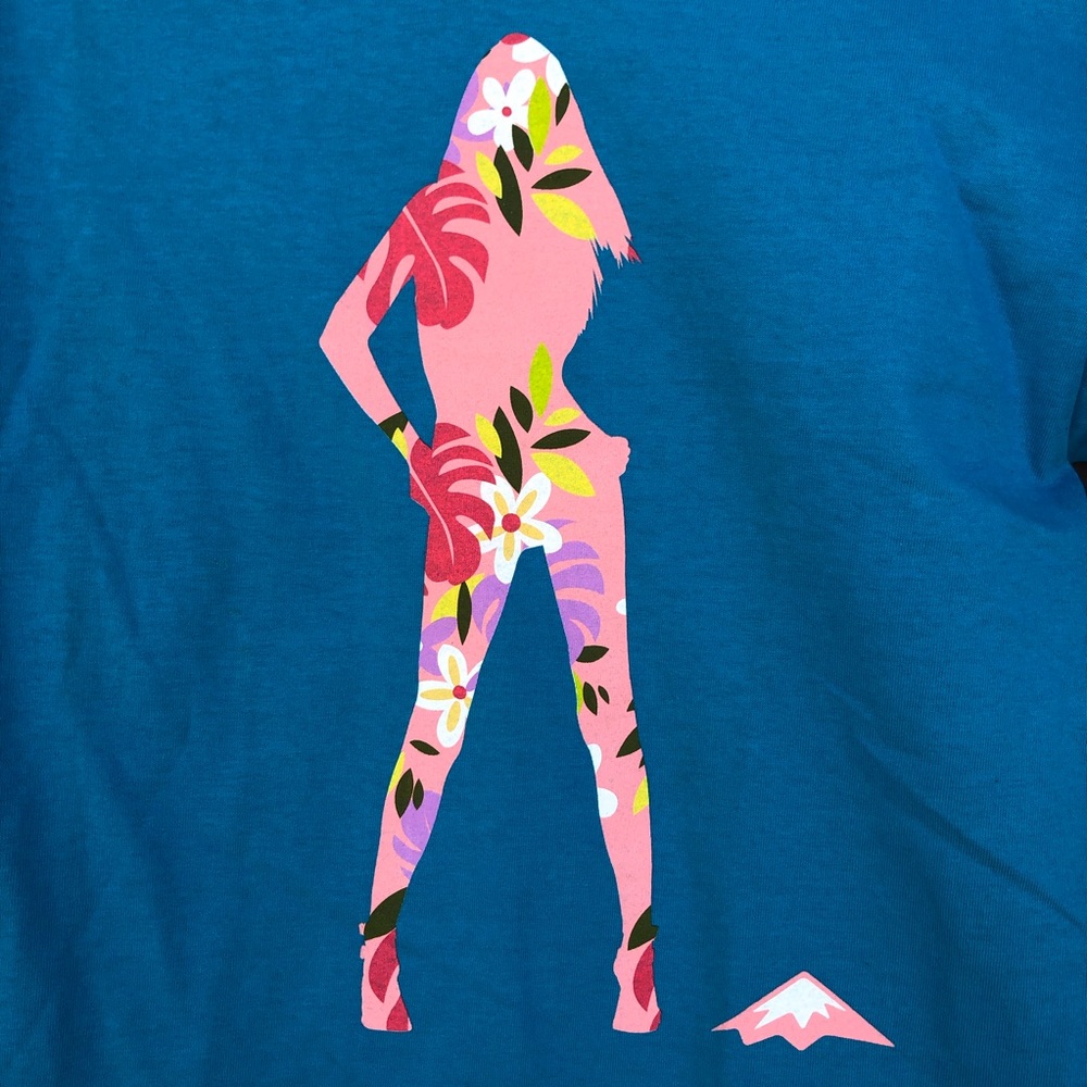 Island Snow Turquoise Blue Hawaiian Bond Girl Silhouette Tee S - Picture 2 of 10
